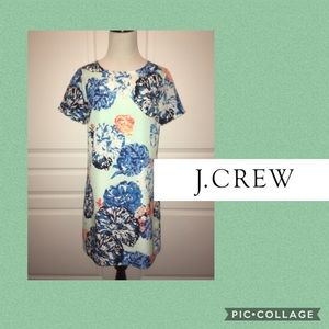 J Crew Floral Print Shift Pullover Dress 2 XS